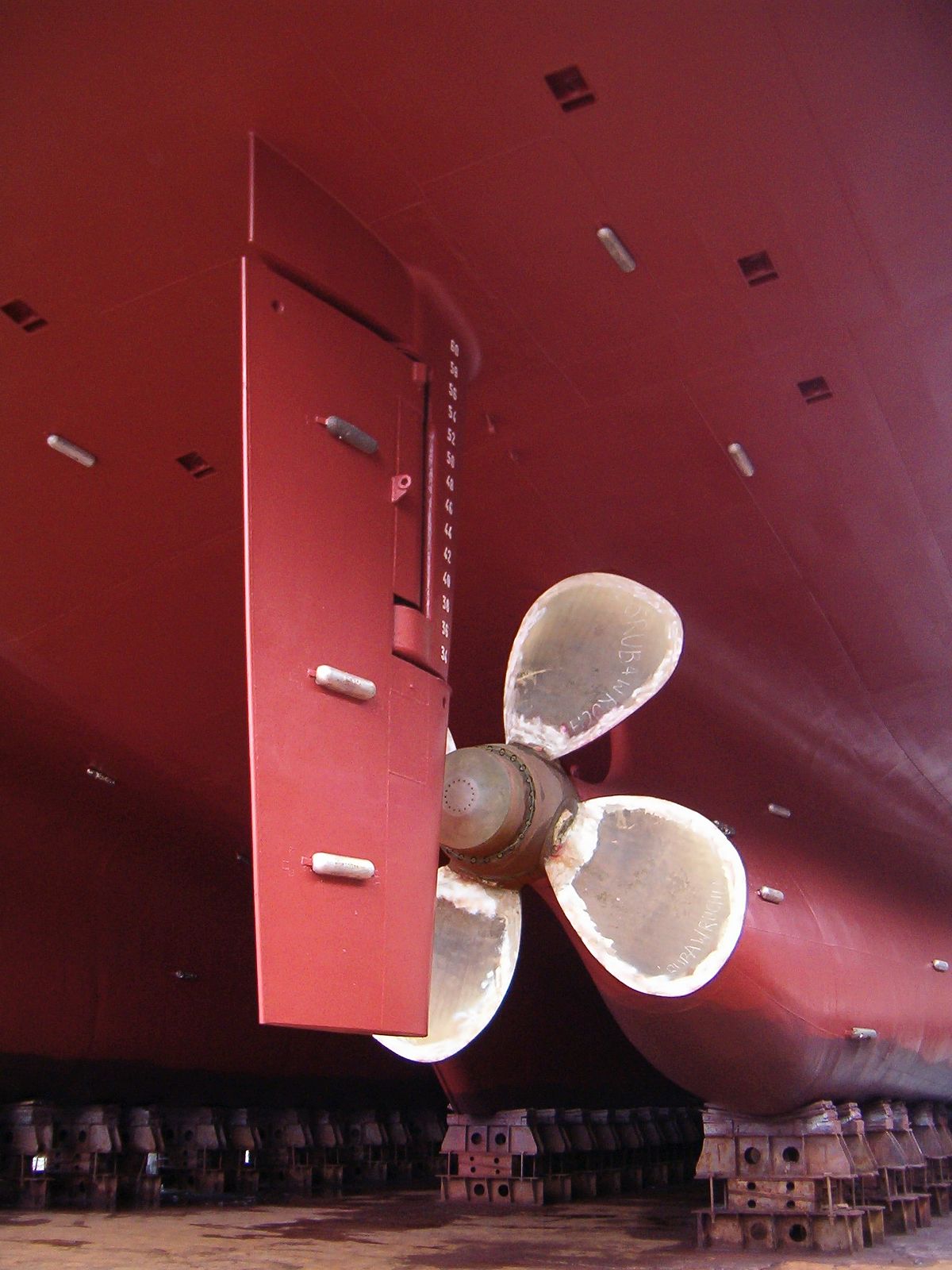 rudder of a ship